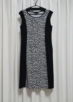 TALBOTS 黒 異素材切り替えノースリーブ ワンピース