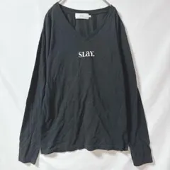 AZUL by MOUSSY ロンT Vネック 綿100% 黒 ワンポイント