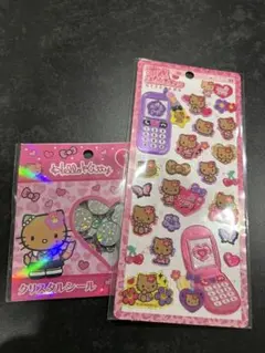 【正規品】 平成はっぴーフォン 日焼けキティ ギャルキティ おはじきシール 2点