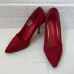 ポインテッドトゥ ハイヒール パンプス ピンヒール レッド 24.5cm