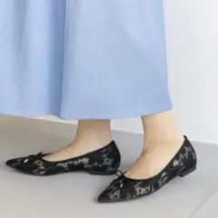 RANDA レースフラットパンプス
