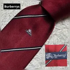 美品　Burberrys ネクタイ ホースロゴ レジメンタル シルク ボルドーのサムネイル