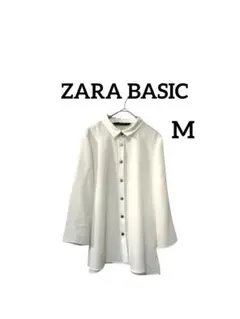 ZARA BASIC ホワイト ボタン付き 長袖シャツMサイズ
