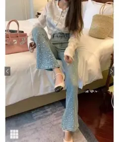 GRL ビジューデニムフレアパンツ[at2310]