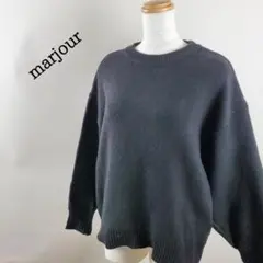 マージュールmarjourクルーネック大きめダウンショルダーニット黒ブラックMのサムネイル