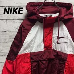562a【美品】ナイキ　刺繍ロゴ　人気のL　ハーフジップ　ナイロンジャケット
