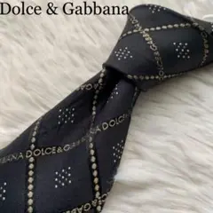 【大人気】ドルチェ&ガッバーナ ネクタイ 美品 格子柄 最高級シルク ブラック