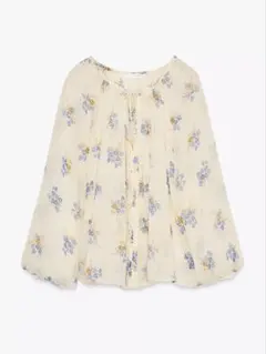 【新品タグ付き】ZARA セミシアーフラワープリントブラウス