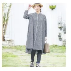 【値下げ】チュニック ワンピース　チェック柄　黒 　ベルーナ