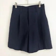 美品✨ VIS ビス 美easy リネンライク ショートパンツ ネイビー Fのサムネイル