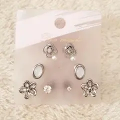 まとめ売り シルバー ピアス 軟骨 両耳 花 パール 14G ジュエル 可愛い