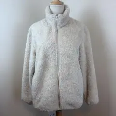 【ユニクロUNIQLO】クリーム色 フリースジャケット ジップアップ　サイズM