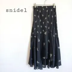 スナイデルsnidel アシンメトリー花柄フレアロングスカート ウエスト後ろゴム