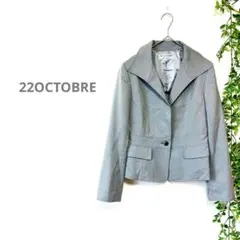 【22OCTOBRE】テーラードジャケット　グレー　軽量　38 オフィス　細見えのサムネイル