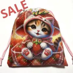 丸型巾着 巾着袋 ポーチ まんまる巾着 手芸ねこ ねこ柄 - メルカリ