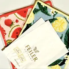 新品未使用品　フェイラーのタオルハンカチ フルーツポプリとレモンと葉柄です♪