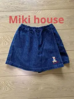 ミキハウス スカパン 120 デニム キュロット 刺繍 日本製 女の子　スカートのサムネイル