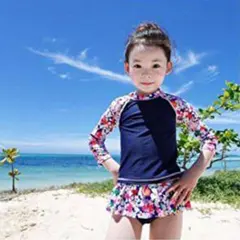 女の子水着3点セット ラッシュガード付き 100〜110㎝
