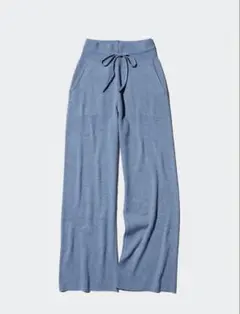 UNIQLO ウォッシャブルニットリブパンツ　Lサイズ　ブルー