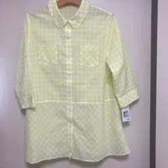新品タグ付き！　ミゼール 定価17000円　チェック　ブラウス　イエロー L