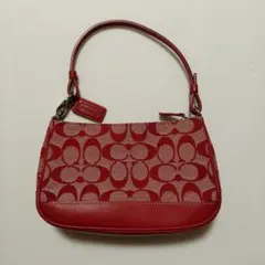売切価格!!希少♡COACH コーチ　シグネチャーレッド　アクセサリーポーチ