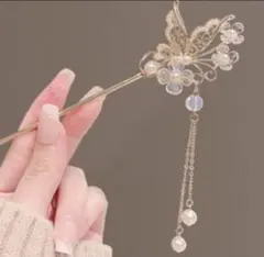 着物 髪飾り かんざし ゴールド簪 蝶々梅 花 パール 上品 フォーマル簪 新品
