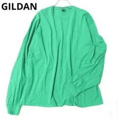 ギルダン　長袖Tシャツ　グリーン　XL　無地　カジュアル　着回し　シンプル　春秋