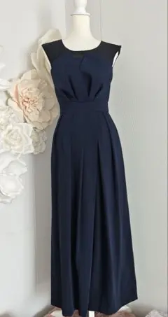 【美品】RireFete ワンピ風ワイドサロペット パンツドレス 結婚式