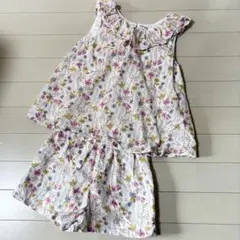 花柄ノースリーブタンクトップ セットアップ