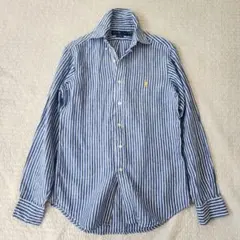 美品◎ラルフローレン　リネン　麻　シャツ　ブラウス　ストライプ　羽織