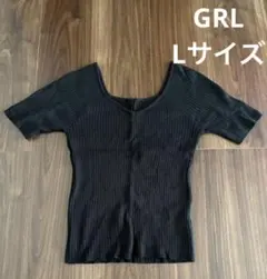 GRL ブラック リブニット 半袖 トップス レディース ブラック ニット