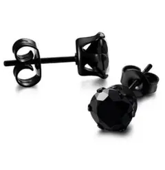 ブラックの輝き！選べる6サイズ！ 医学用ステンレス ワンポイント ピアス 片耳