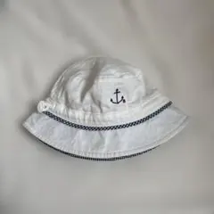 ホワイト アンカー刺繍 バケットハット