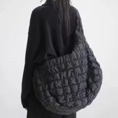 キルト ショルダーバッグ ブラック 黒 トートバッグ 韓国ファッション お洒落