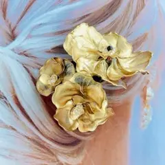 5-11 ゴールド 花モチーフ ヘアピン 3個セット