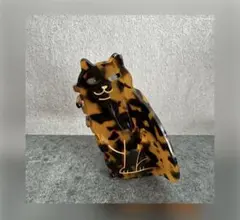 ヘアクリップ 猫　髪飾り　髪留め　ベッコウ柄　クリップ　猫好き　新品　可愛い