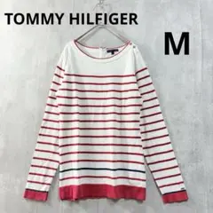 トミーヒルフィガー　赤白　ボーダー　ニット　カットソー　長袖　春秋冬
