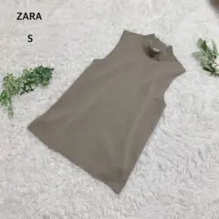 ザラ　ノースリーブニット きれいめ　カジュアル　オトナカワイイ　S ベージュ