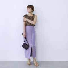 CaraBYKATRINTOKYO スリットカバードボタン スカート パープルのサムネイル