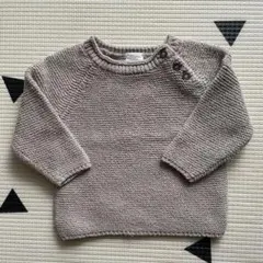 monbebe グレージュ　ニットセーター ボタン付き　韓国子供服　Sサイズ