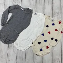 プチバトー 長袖ボディスーツ3点セット 24m/86cm