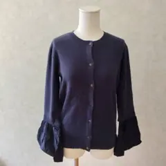 Mila Owen バルーンカフス付総針ニットカーディガン ネイビー美品！のサムネイル