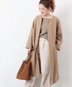 クリーニング済 Simplicite ノーカラーロングコート B.C STOCK