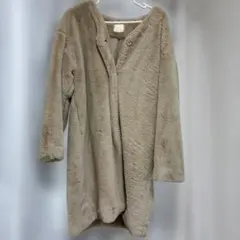 コート　ファーコート　ベージュ　冬　モコモコ　ロング