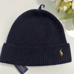 ★新品タグ付★ラルフローレン　マルチポニーニット帽子　48cm