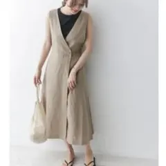 アーバンリサーチドアーズ　リネンVネックジャンパースカート