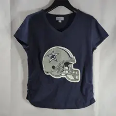 상태좋음 リーボック レディース Vネック Tシャツ L 紺 ヘルメット プリント