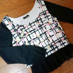 rienda 花柄 ペプラムカットソー