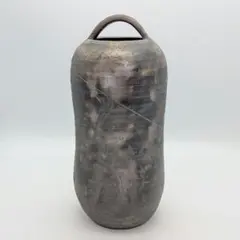 未使用】信楽焼 壺型流木傘立 陶器 傘立て 花器 つる付 職人手造り 