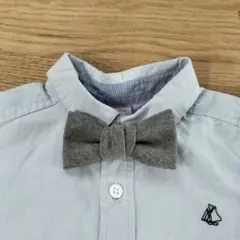 ライトブルーシャツとグレー蝶ネクタイセット